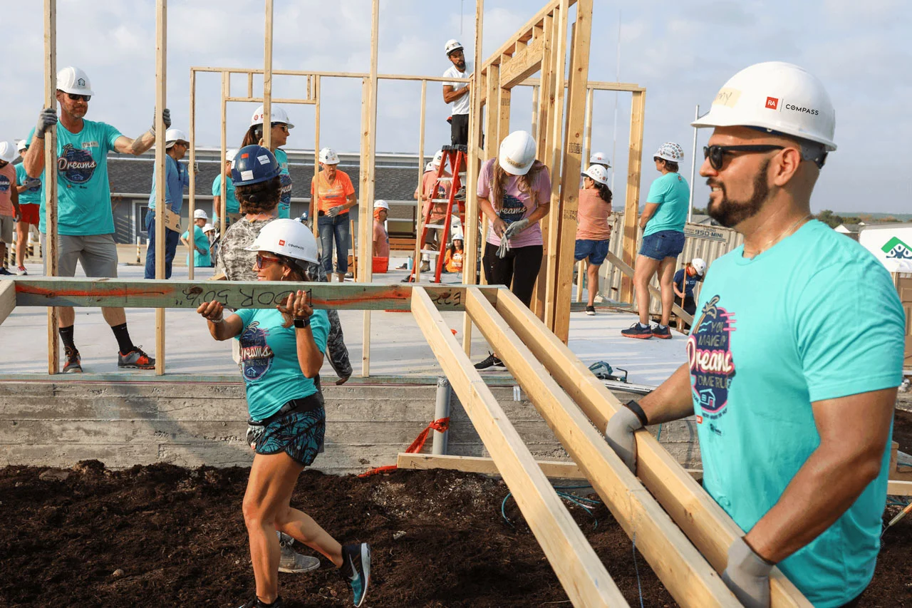 Worker helping community